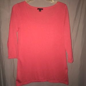 Ann Taylor Silk Blend Coral Lightweight Sweater